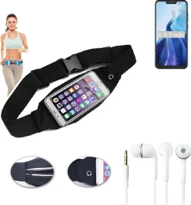 Produktbild von K-S-Trade Bauchtasche Gürteltasche kompatibel mit Cubot C20 schwarz + Kopfhörer. Sport Running Jogging Fitness Laufen Umhängetasche Exercise