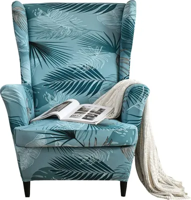Obrázek produktu pro Topchances 2 Piece Wing Chair Cover, kryty židlí Wing Chair Slipcovers Cover Kryty židlí Elastický stretch kryt židle s područkou High Back, Blue