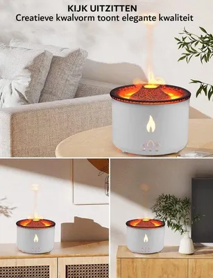 Produktbild von Aromadiffusor – Luftbefeuchter – Luftreiniger – Flammeneffekt – 360 ml – Weiß