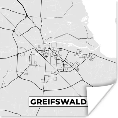 Produktbild von MuchoWow® Poster Karte - Stadtplan - Greifswald - Karte - Deutschland 100x100 cm - Babyzimmer