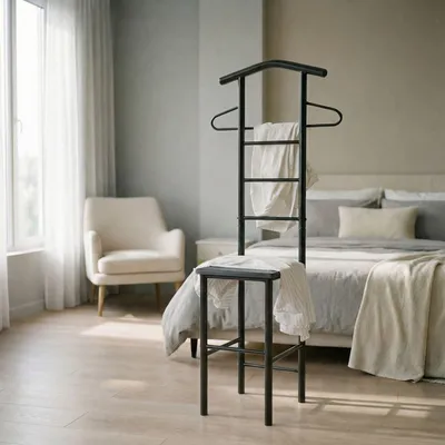 Produktbild von Herrendiener JIVO Stummer Diener Kleiderständer in grau, 121 cm, Garderobe mit Hosenbügel
