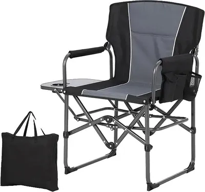 Produktbild von Campingstuhl, 400 lbs Tragfähigkeit, Hohe Rückenlehne, Gefaltete Abmessungen 36 x 8 x 8 Zoll, Seitentisch Inklusive, Robustes Material