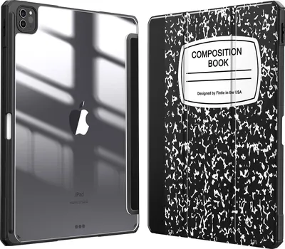Produktbild von Fintie Hybrid Hülle für iPad Pro 12.9 2022 (6. Generation)/ iPad Pro 12.9 2021/2020/2018 mit Stifthalter - Stoßfeste Schutzhülle mit transparenter Hartschale auf der Rückseite, Notizblock Schwarz
