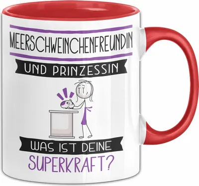 Produktbild von Meerschweinchenfreundin Und Prinzessin Tasse Geschenk Für Eine Meerschweinchenfreundin Geburtstag Was Ist Deine Superkraft (Rot)