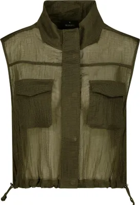 Produktbild von Monari Luftige Damen Jacke olive Gr. 40, transparentes Design, Stehkragen