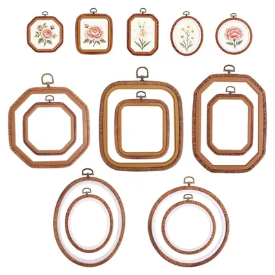 Image de Omgoods - Coffret de 10 cerceaux à broder en imitation bois pour la couture créative