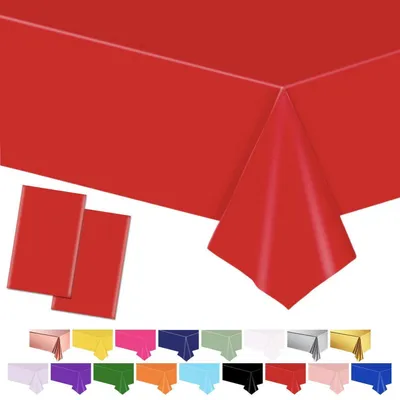 Image de Nappe, 2 pièces, rouge, plastique, 137 x 274 cm, imperméable, idéale pour les fêtes, les pique-niques, les anniversaires et les mariages