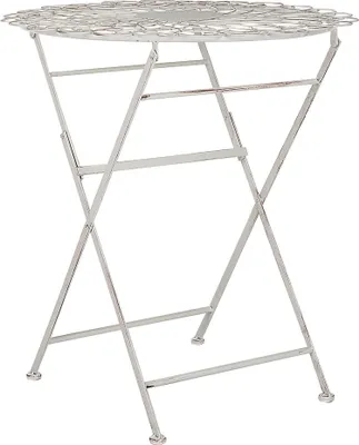 Produktbild von BELIANI Balkontisch Cremeweiß Eisen ø 70 cm Rund Französisch Romantisch Antik-Optik für 2 Personen Garten Outdoor Terrasse Ausstattung Möbel