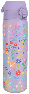 Productafbeelding van ion8 Geïsoleerde roestvrijstalen drinkfles, 500 ml. Lekdicht, met éénhandige opening, veilige sluiting, vaatwasmachinebestendig, handvat. Gemakkelijk schoon te maken, duurzaam en krasbestendig, met een bloemenmotief – geïsoleerd