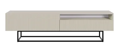 Produktbild von Selsey Veldio - TV-Lowboard mit offenem Fach, graubeige mit schwarzem Metallgestell, 175 cm