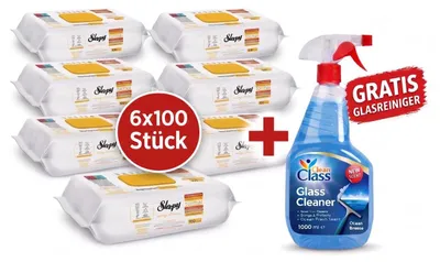 Produktbild von Sleepy Easy Clean Oberflächenreinigungstücher – 6x100 Gelb + Glasreiniger GRATIS