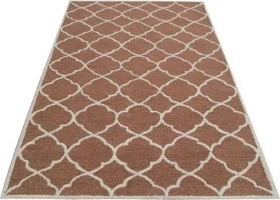 Productafbeelding van Wollen vloerkleed met franjes, bruin (153x244 cm)