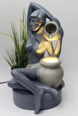 Produktbild von Gartenbrunnen mit LED Beleuchtung BK861 60cm Springbrunnen Granit-Optik Wasserspiel