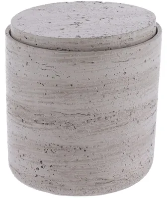 Produktbild von TENDANCE |Behälter für Wattepads - Aufbewahrungsbehälter - Wattepadspender - grau - 11 x 10 x 8 cm - aus Polyresin - Kosmetikpads Behälter - Praktisch - Betonoptik