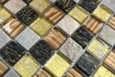 Produktbild von Handmuster Mosaikfliese Transluzent gold braun Glasmosaik Crystal Stein gold braun Struktur MOS83-CR17_m