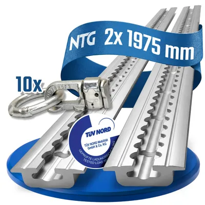 Produktbild von Airlineschiene Zurrschiene 2 x 2 m 2 Meter zum Einlassen Alu + 10x Doppelfitting
