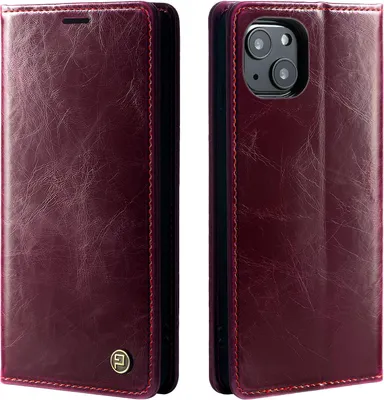 Produktbild von Handyhülle für Apple iPhone 13 Kunstleder Flip Cover Hülle RFID Schutz Case Kartenfach Farbe: Weinrot