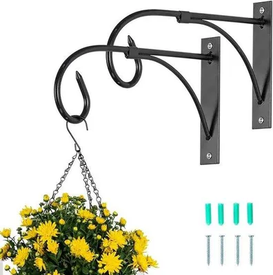 Produktbild von Hängeende Pflanzengurte für Außen-Vertikale Gartenhaken-Schwarze Haken-Metallene Pflanzengurte für Außenhaken