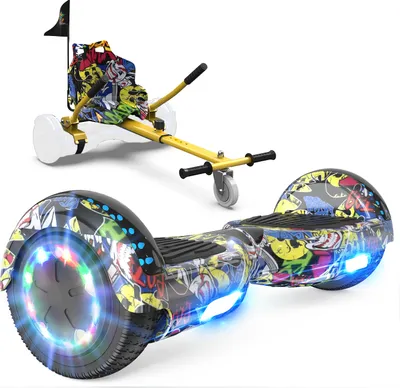 Produktbild von GeekMe Hoverboard mit Sitz, Hoverboards 6.5 Zoll Hoverkart,Hoverbaords Go-Kart mit Bluetooth-Lautsprecher LED-Leuchten, Geschenk für Kinder Jugendliche Erwachsene