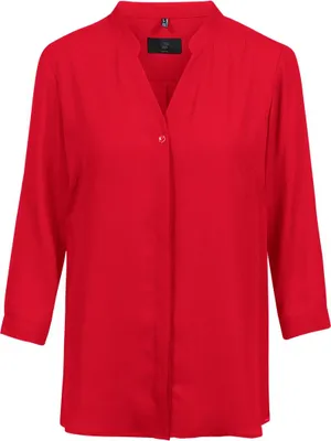 Produktbild von Greiff CHIFFON Damen Chiffon-Bluse 3/4-Arm V-Neck Regular-Fit Rot 46