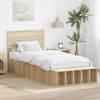 Obrázek produktu pro Maison Exclusive – rám postele s policí Sonoma dub 75 x 190 cm dřevěný materiál
