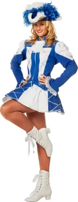 Immagine prodotto di W4370-46 costume da donna blu-bianco con finiture in argento danza mariechen 2 pezzi (top, gonna) taglia 46