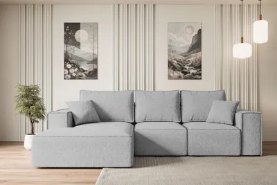Produktbild von ALTDECOR Ecksofa mit Schlaffunktion und Bettkasten SERRA-L-S - 266x161x87 cm Hellgrau - Corner Sofa Bett Eckcouch Couch L-Form Schlafcouch Ausziehbar Wohnlandschaft Schlafsofa Cauchsofa