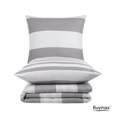Produktbild von Buymax® Renforce Bettwäsche 135x200 cm, aus 100% Baumwolle 2 teilig mit Reissverschluss Kopfkissenbezug 80x80 cm Bettbezug Deckenbezug Set