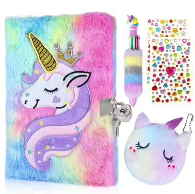 Produktbild von Tagebuch mit Schloss – Einhorn – 160 Seiten – Format A5 – Set mit Geldbörse und Stift
