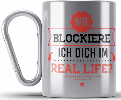 Produktbild von Trendation - Karabiner Edelstahl Tasse Karabiner Edelstahl mit Sprüchen Lustiger Spruch Edelstahl Tasse Karabiner für Kollege Kollegin Freundin Geschenkidee (Silber)