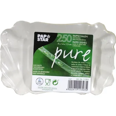 Produktbild von Papstar Schalen "pure", eckig, 250 Stück, 9x14x3 cm, kompostierbar, lebensmittelecht