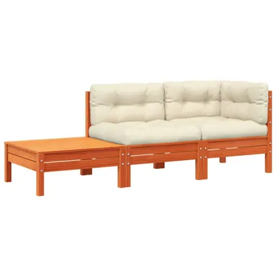Produktbild von Gartensofa mit Kissen und Fußhocker Massivholz Kiefer