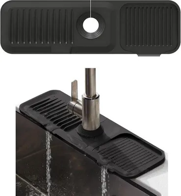 Produktbild von Silikon Wasserentlastungsmat - Wasserdurchlassschutz - Abwasserbehälter - Küchen- und Badezimmerwasserdurchlassschutz - schwarz