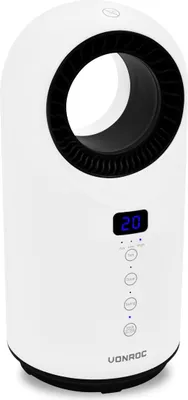 A white electric heater is shown against a white background.