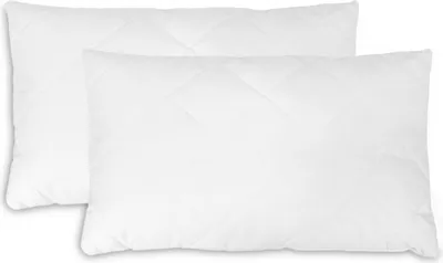 Two white pillows are shown side-by-side on a white background.