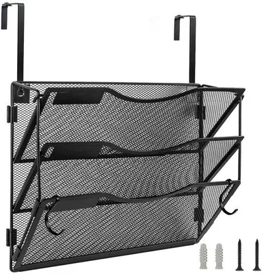 Produktbild von Wandorganizer mit großem Aufbewahrungsvolumen - Opvougbare Mesh-Halterung - Aufhängevorrichtung für Dokumente - Etikettenpaneel - 2 Haken