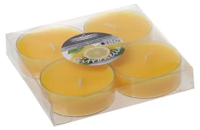 Produktbild von Maxi-Teelichte "Citronella", 4er-Pack Gelb 20/59 mm
