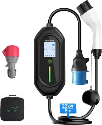 Image de Station de recharge mobile pour voiture électrique - Borne de recharge pour véhicule électrique - Câble de recharge pour voiture électrique - Chargeur rapide 11 kW