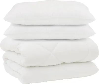 Produktbild von vidaXL Decke mit Kissen 3 stk. Weiß Mikrofaser und Daunenfedern