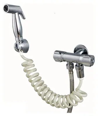Produktbild von Toiletten-Sprühset, Messing-Duschsprüher, Ersatzspray, kompatibel mit Premium-Stoffwindel-Sprühgerät – Toilette mit doppeltem Verwendungszweck, Eckventil mit doppeltem Wasserauslass, Wandmontage