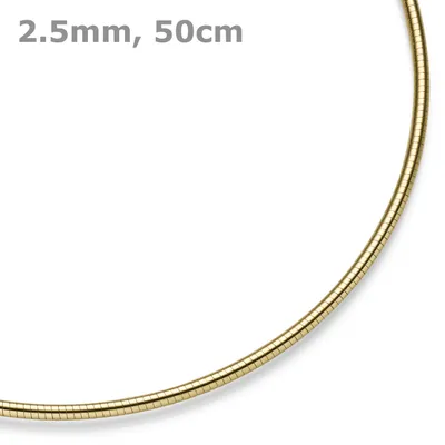 Produktbild von 2,5mm Halsreif Omegareif rund Kette Halskette Collier aus 585 Gold Gelbgold 50cm