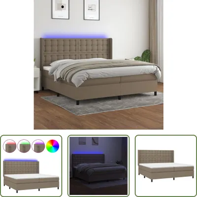 Produktbild von The Living Store Boxspringbett mit Matratze & LED Taupe 200x200 cm Stoff