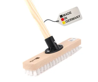 Produktbild von Wischer Schrubber 30cm Breit weiße Kunstborsten Scheuerbürste Stiel Bodenwischer Bürste Bodenschrubber Haushaltsschrubber