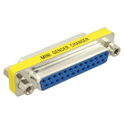 Produktbild von InLine Mini-Gender-Changer, 25pol Sub D Buchse / Buchse, DB-25 female, D-Sub, 25-pin, Gelb