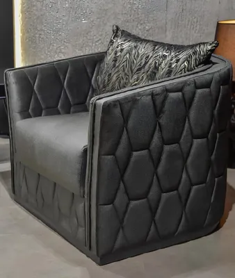 Produktbild von Luxus Einsitzer Sessel Grau Polster Relax Möbel Neu Metall Textil