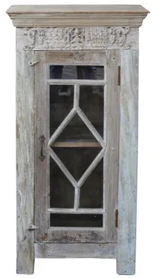 Produktbild von Beistellschrank, Kommode, Nachttischschrank, Flurschrank mit Glastür - Modell 4, Weiß, Holz,Glas, 108*56*40 cm, Schränke & Kleiderschränke