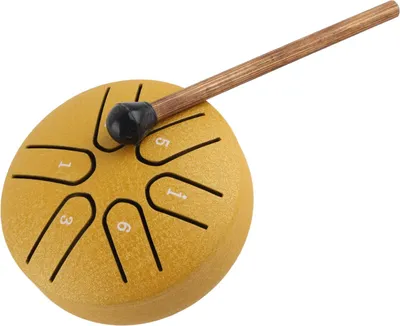 Image de Handpan Drum Professional Mini 6 Note Worry Free Tongue Drum Percussion Instrument with Drumstick Gold