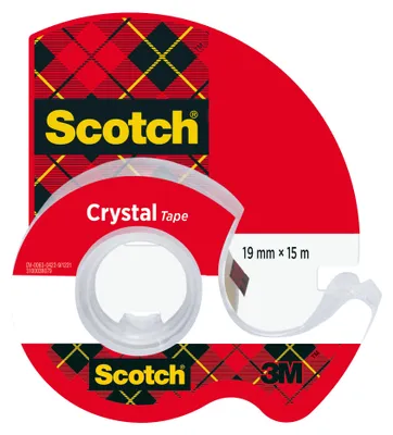Produktbild von Scotch Crystal Klebeband 19 mm x 15 m + Handabroller, transparent & stark