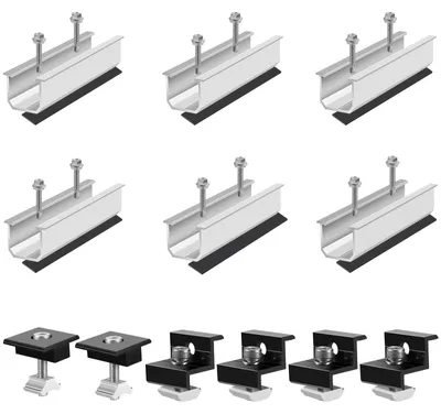 Solarhalter-Set 12 cm, schwarz, 30-35 mm, T-Nut-Schiene