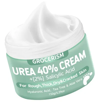 Produktbild von Urea Creme 40 prozent 150 Gramm || Hornhautentferner Fußcreme, Handcreme, Bodylotion mit Hyaluronsäure, Teebaum und Aloe Vera für tiefe Feuchtigkeit